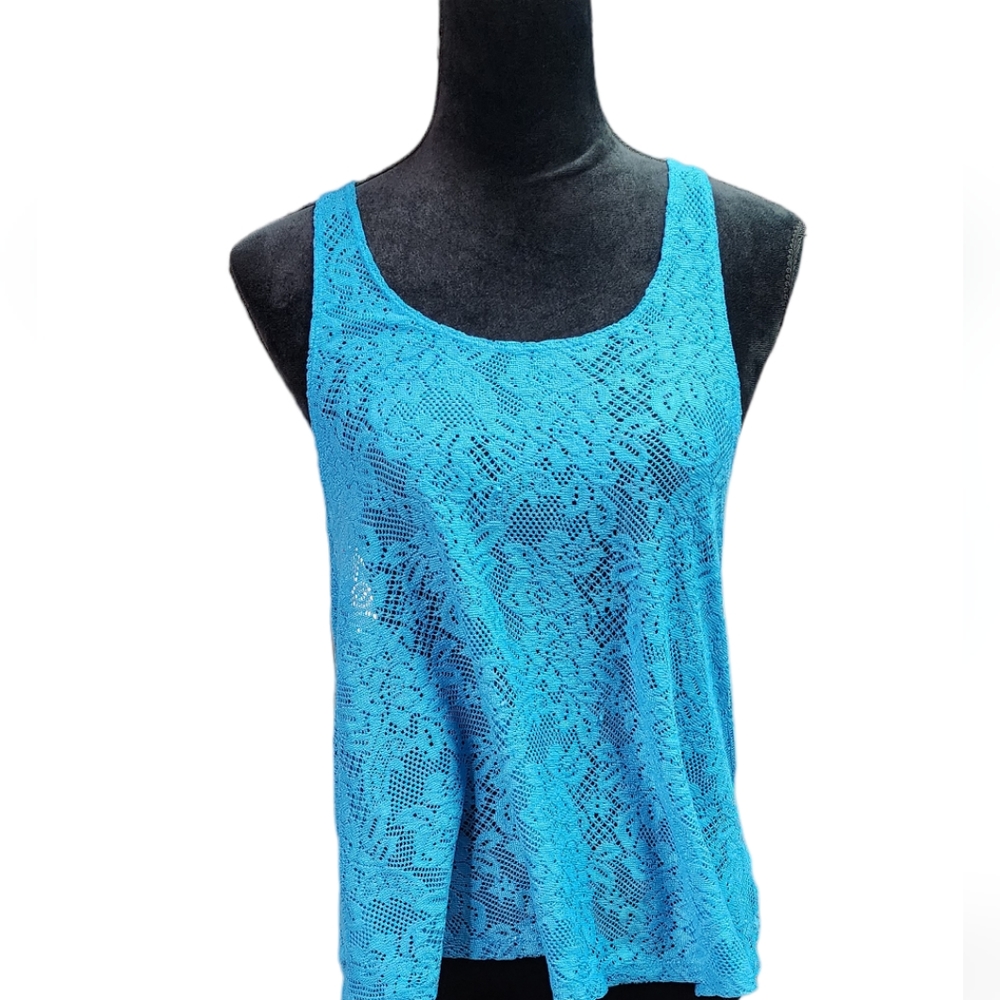 Vintage light blue razorback Lacey tank top